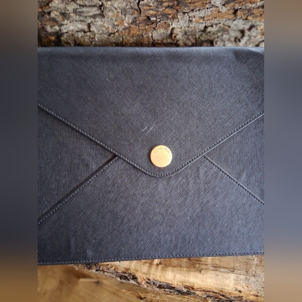 Black Envelope See Jane Work Clutch with Gold Button